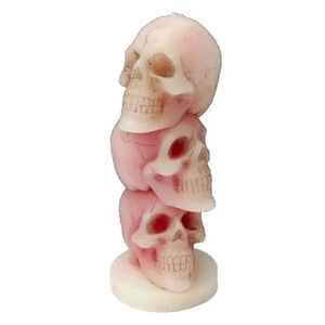 New White Stacking Skull Head Skeleton Gothic Halloween Candle Decorations Decor